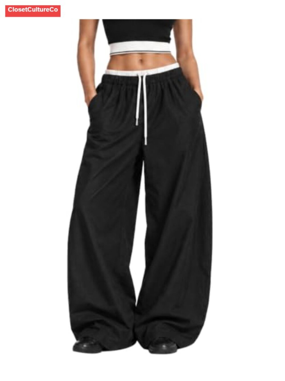 Women's Barrel Leg Wide Leg Drawstring Baggy Casual Trousers Pants